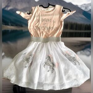 Btween Unicorn Pink Tulle Tutu Sequin Sleeveless Party Twirl Dress Girls Size 5